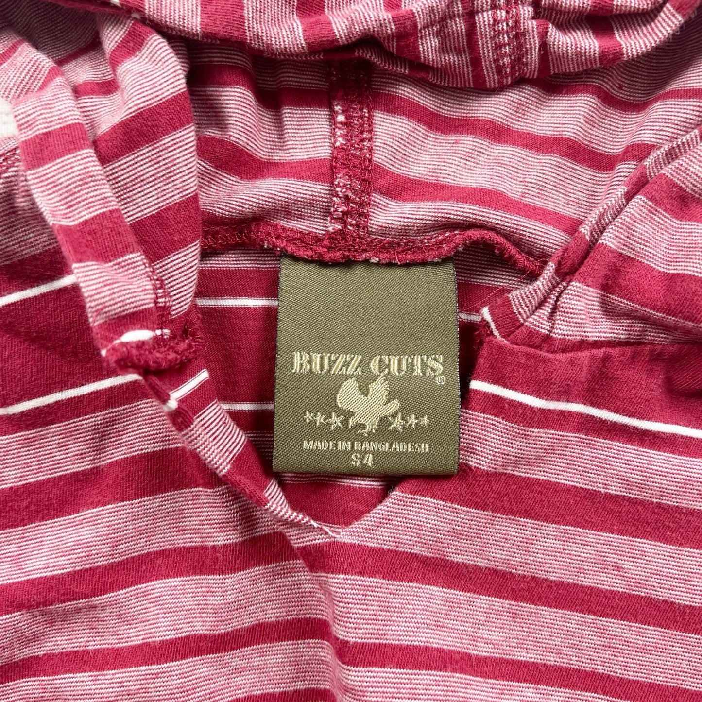 Buzz Cuts Boys Red Striped Short Sleeve Hoodie Soft Cotton Top 5-6