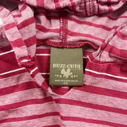 Buzz Cuts Boys Red Striped Short Sleeve Hoodie Soft Cotton Top 5-6