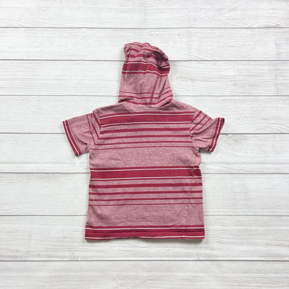 Buzz Cuts Boys Red Striped Short Sleeve Hoodie Soft Cotton Top 5-6