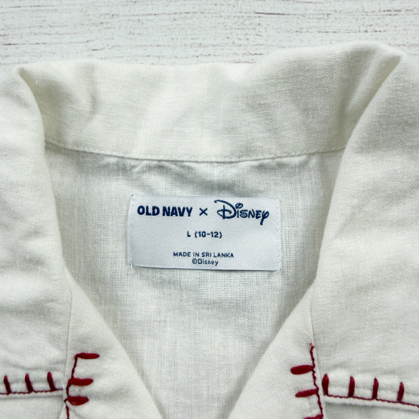 Old Navy x Disney Boys Embroidered Linen Short Set Outfit L 10-12