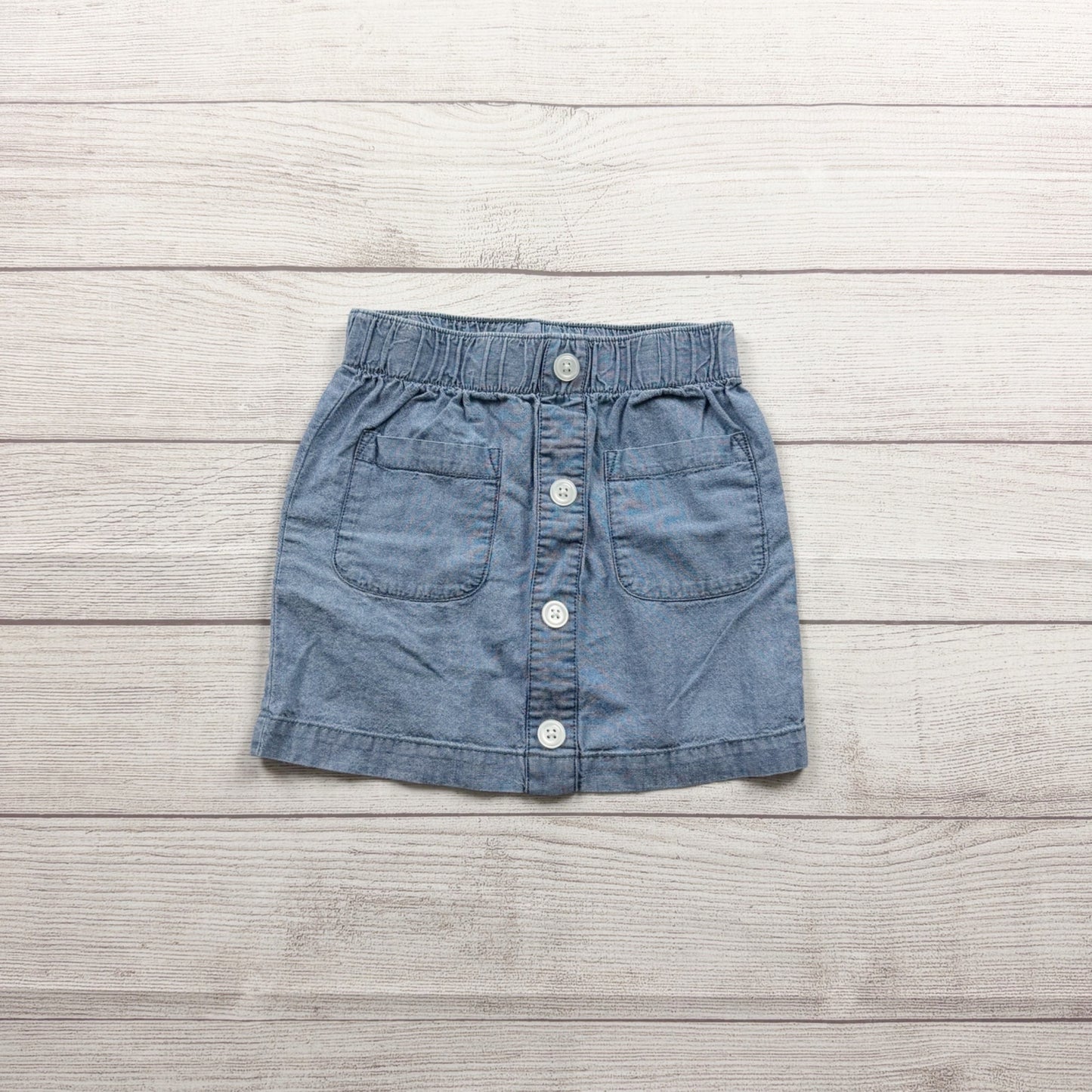 Carter’s Girls Chambray Skirt Blue Button Front Denim Look Skirt with Pockets 6