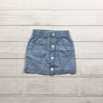 Carter’s Girls Chambray Skirt Blue Button Front Denim Look Skirt with Pockets 6