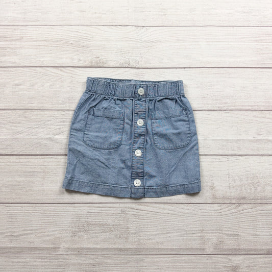 Carter’s Girls Chambray Skirt Blue Button Front Denim Look Skirt with Pockets 6
