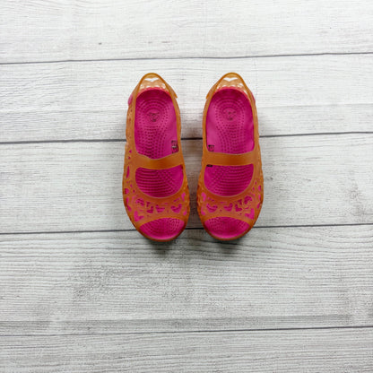 Crocs Girls Mary Jane Style Slip On Shoes Hearts Design Pink Orange US 13