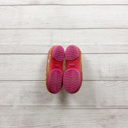 Crocs Girls Mary Jane Style Slip On Shoes Hearts Design Pink Orange US 13