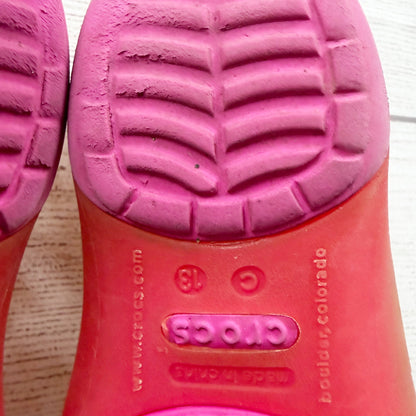 Crocs Girls Mary Jane Style Slip On Shoes Hearts Design Pink Orange US 13