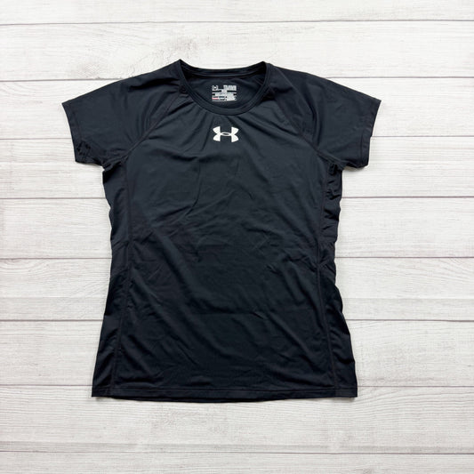 Under Armour Girls HeatGear Fitted Athletic T-Shirt Black Performance Top YXL