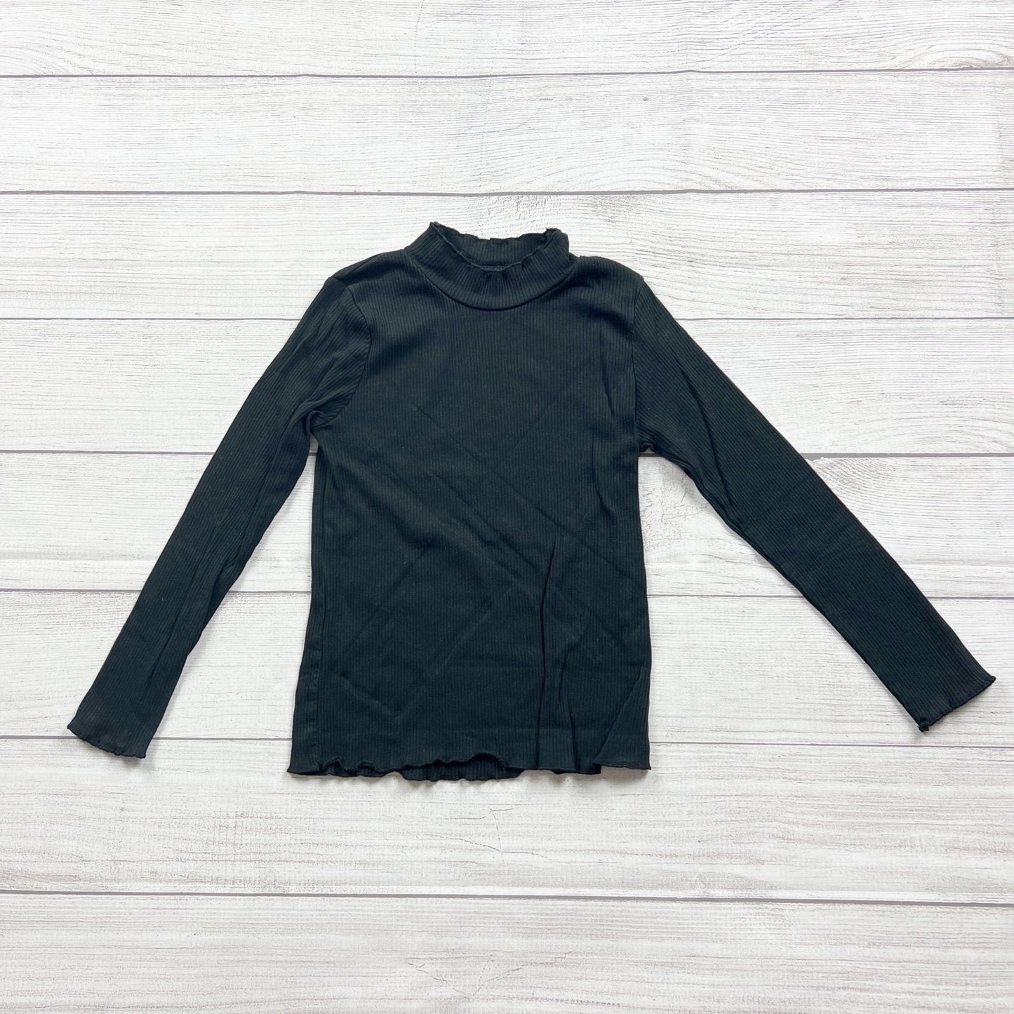 Primark Girls Black Long Sleeve Ribbed Turtleneck Top 7-8