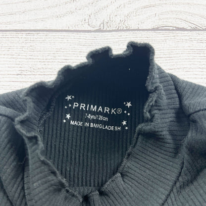 Primark Girls Black Long Sleeve Ribbed Turtleneck Top 7-8