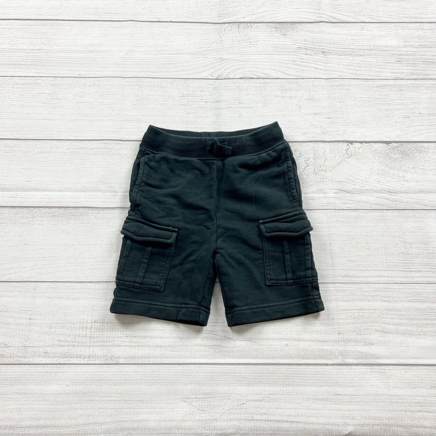 Hanna Andersson Boys Black Pull On Sweat Cargo Shorts 2T