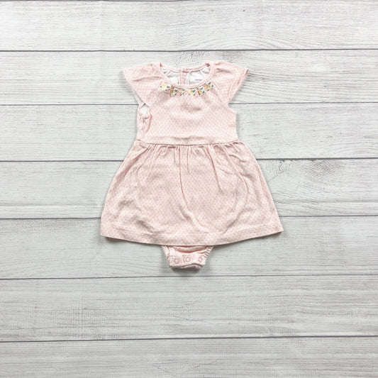 Carter’s Baby Girl Dress Bodysuit Pink Embroidered Flutter Sleeve One Piece 12 Months