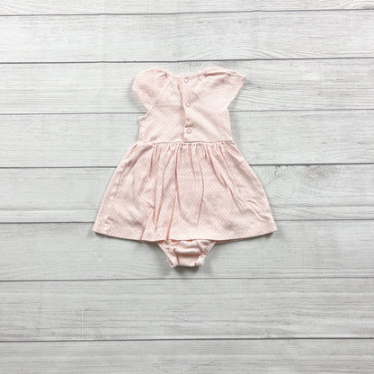 Carter’s Baby Girl Dress Bodysuit Pink Embroidered Flutter Sleeve One Piece 12 Months