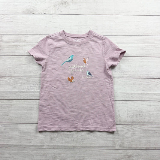 L.L.Bean Girls Feathered Friends T-Shirt Lavender Bird Graphic 6X-7