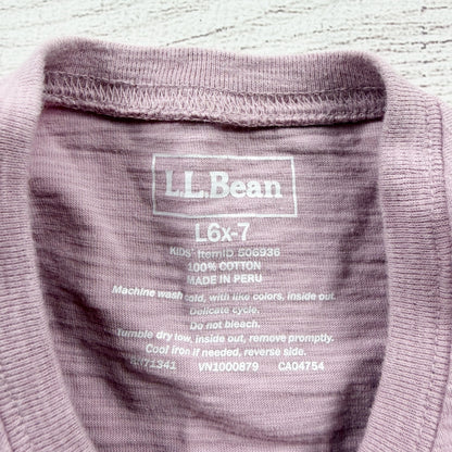 L.L.Bean Girls Feathered Friends T-Shirt Lavender Bird Graphic 6X-7