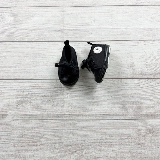 Baby Toddler Black Canvas Sneakers Lace-Up Shoes Soft Sole Crib Star Patch 1