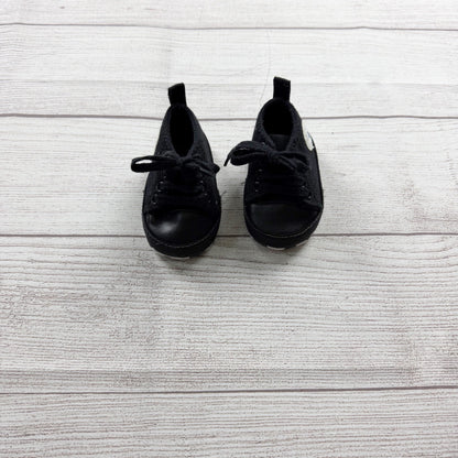Baby Toddler Black Canvas Sneakers Lace-Up Shoes Soft Sole Crib Star Patch 1