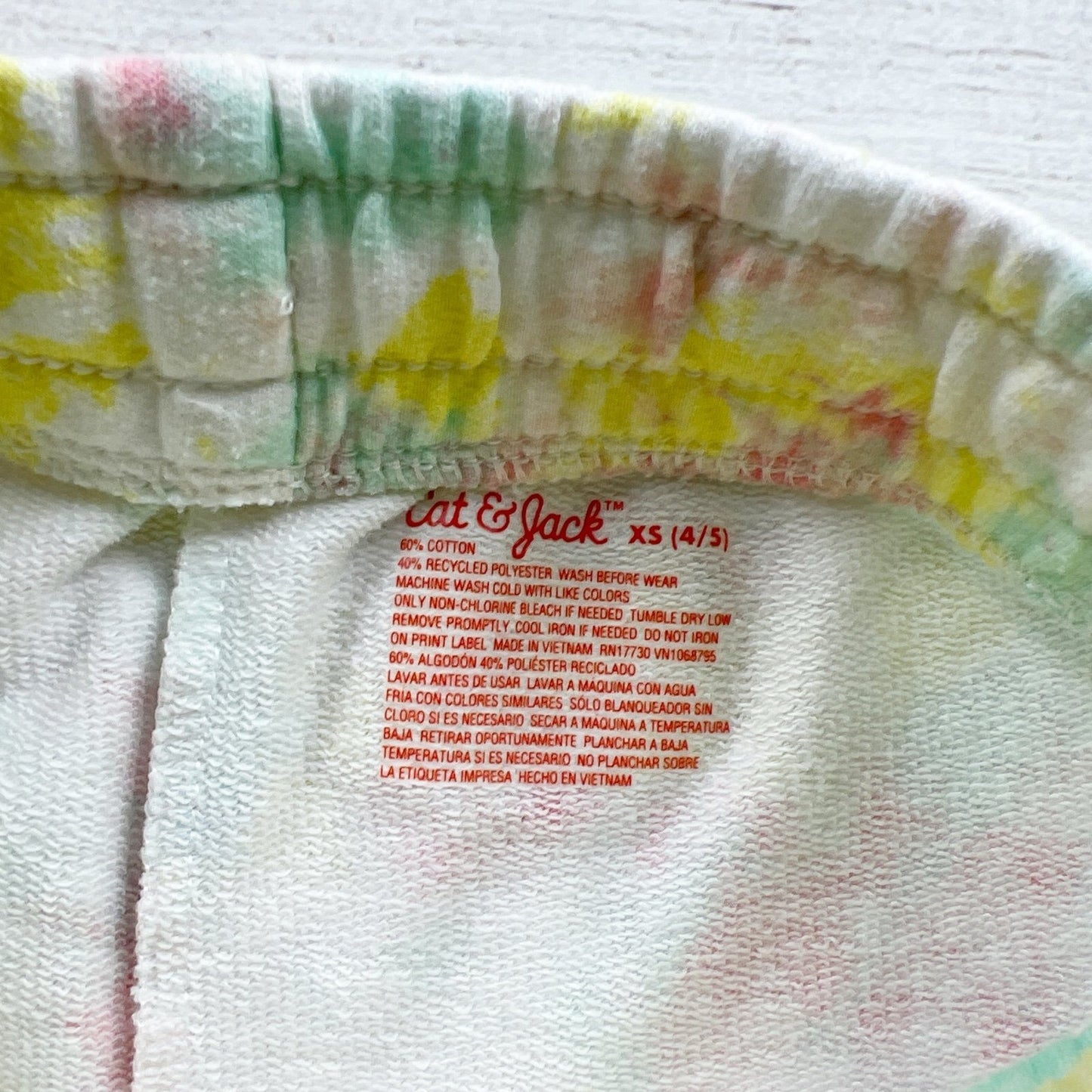 Cat & Jack Girls Tie Dye Elastic Waist Shorts Colorful Cotton Blend XS 4-5