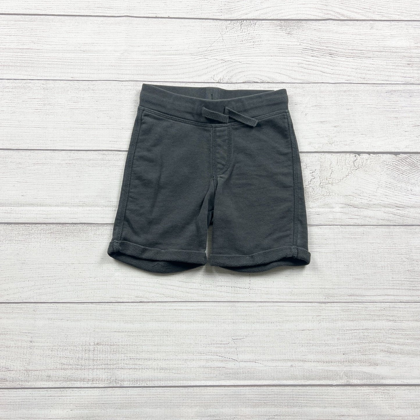 H&M Sweat Shorts Toddler Boys Dark Gray Pull On Pocket Shorts Rolled Hem 2T