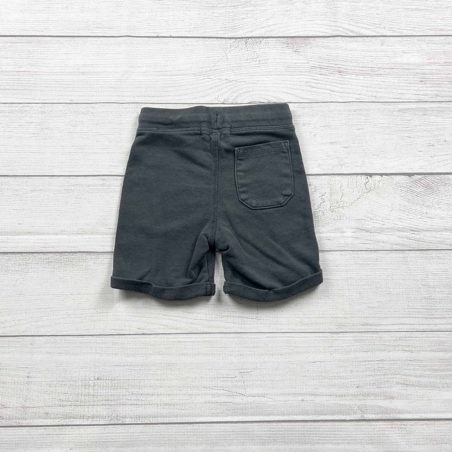 H&M Sweat Shorts Toddler Boys Dark Gray Pull On Pocket Shorts Rolled Hem 2T