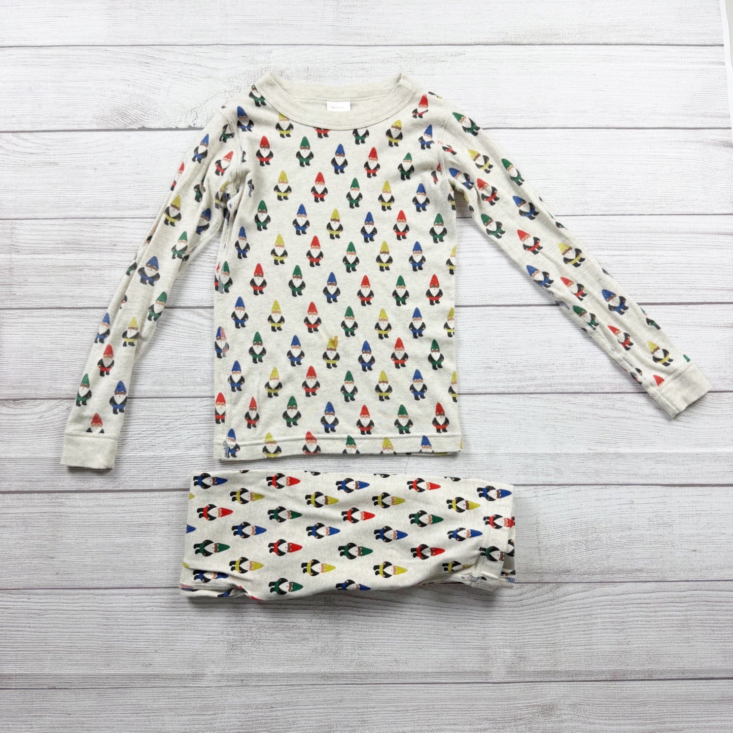Hanna Andersson Organic Cotton Pajama Set Kids Gnome Print Holiday Snug Fit 8