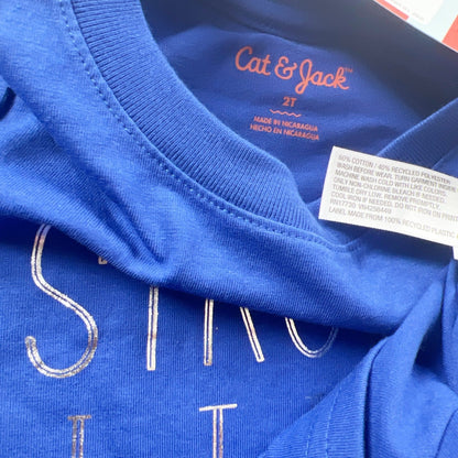 Cat & Jack Toddler Graphic T-Shirt Blue Strong Like Mom Short Sleeve NWT 2T