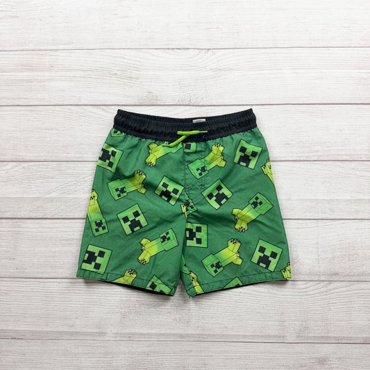 Minecraft Creeper Swim Trunks Boys Elastic Waist Drawstring Lined S