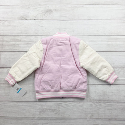 London Fog Toddler Girls Varsity Jacket Pink Sherpa Lined Bomber Zip Up 3T