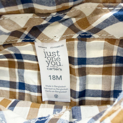 Just One You Carter's Plaid Button Up Shirt Boys Long Sleeve 12-18 Months