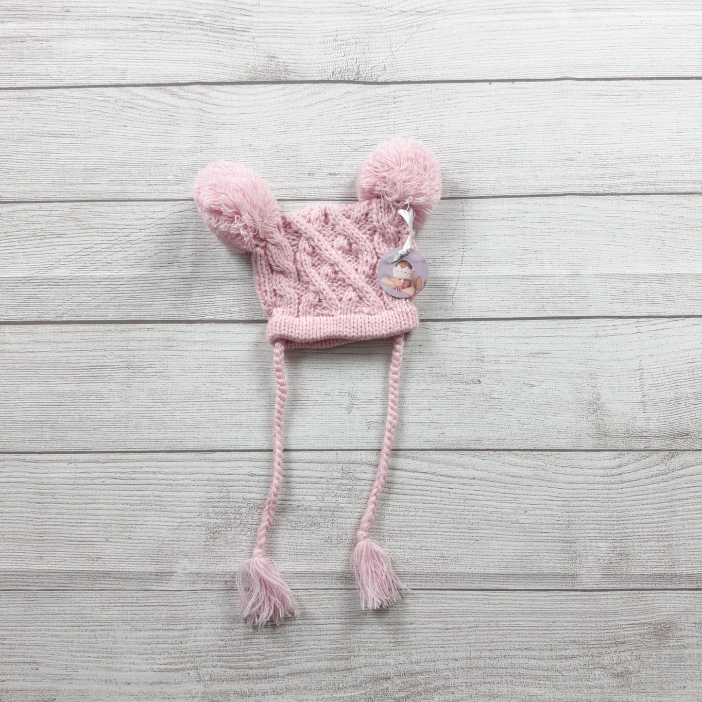 The Blueberry Hill Baby Girl Knit Hat Pink Quinn Pom Pom Beanie Newborn