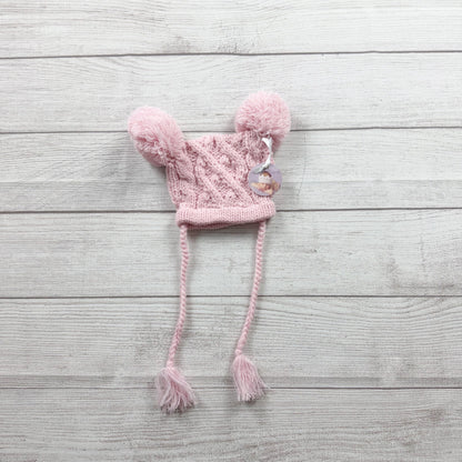 The Blueberry Hill Baby Girl Knit Hat Pink Quinn Pom Pom Beanie Newborn