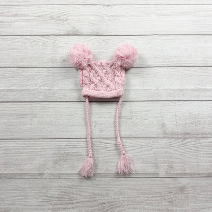 The Blueberry Hill Baby Girl Knit Hat Pink Quinn Pom Pom Beanie Newborn