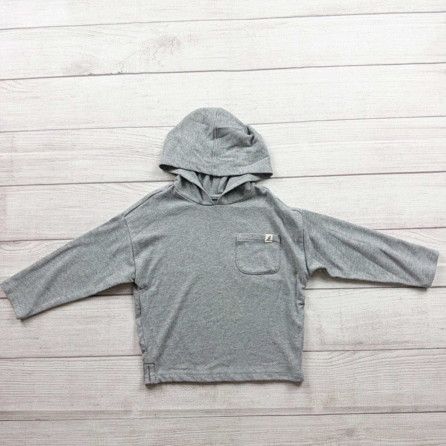 Easy Peasy Grey Hooded Long Sleeve Toddler Lightweight Rayon Blend 3T