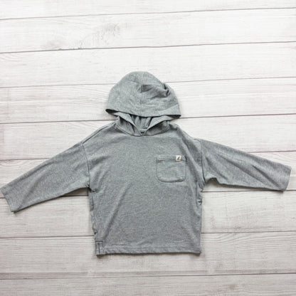 Easy Peasy Grey Hooded Long Sleeve Toddler Lightweight Rayon Blend 3T