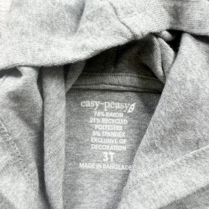 Easy Peasy Grey Hooded Long Sleeve Toddler Lightweight Rayon Blend 3T