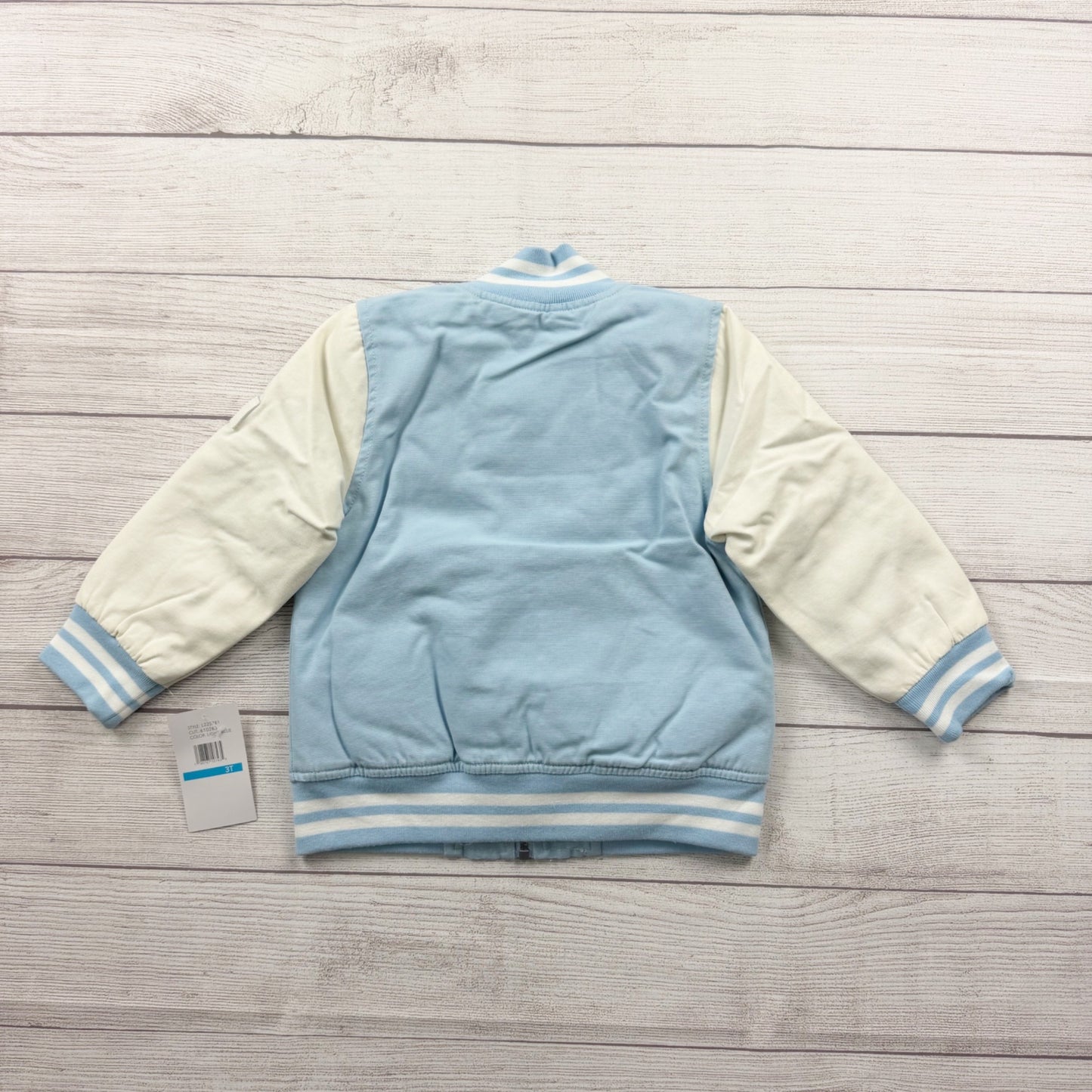 London Fog Toddler Varsity Jacket Blue White Sherpa Lined Bomber Zip Up 3T