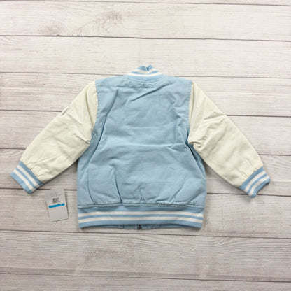 London Fog Toddler Varsity Jacket Blue White Sherpa Lined Bomber Zip Up 3T