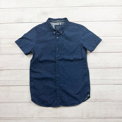 Cactus Boys Short Sleeve Button Up Shirt Blue Lightweight Casual 11-12