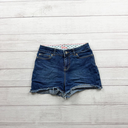 Boden Girls Distressed Denim Shorts Frayed Hem Adjustable Waist Dark Blue 13