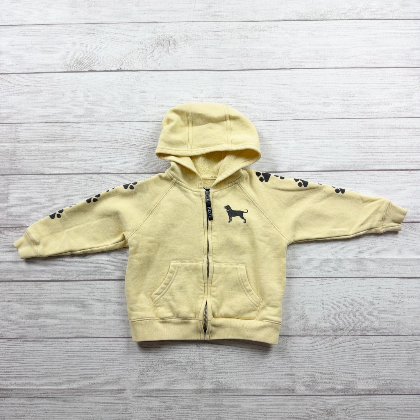 The Black Dog Legacy Collection Yellow Hoodie Sherpa Lined Paw Print 2T Toddler