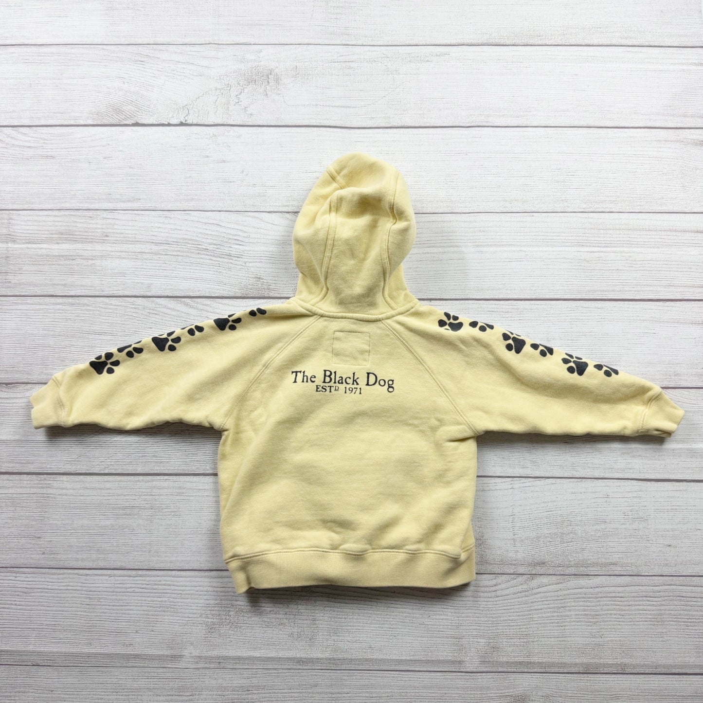 The Black Dog Legacy Collection Yellow Hoodie Sherpa Lined Paw Print 2T Toddler