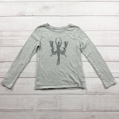 Gap Kids Gray Butterfly Ballerina Long Sleeve Tee Girls M 8-9