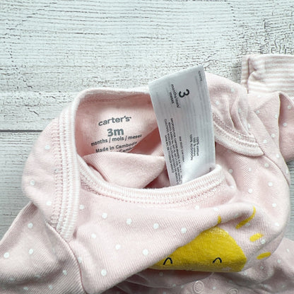 Carter’s Baby Girl Pink Polka Dot Romper One Piece Sunshine Graphic 0-3 Months