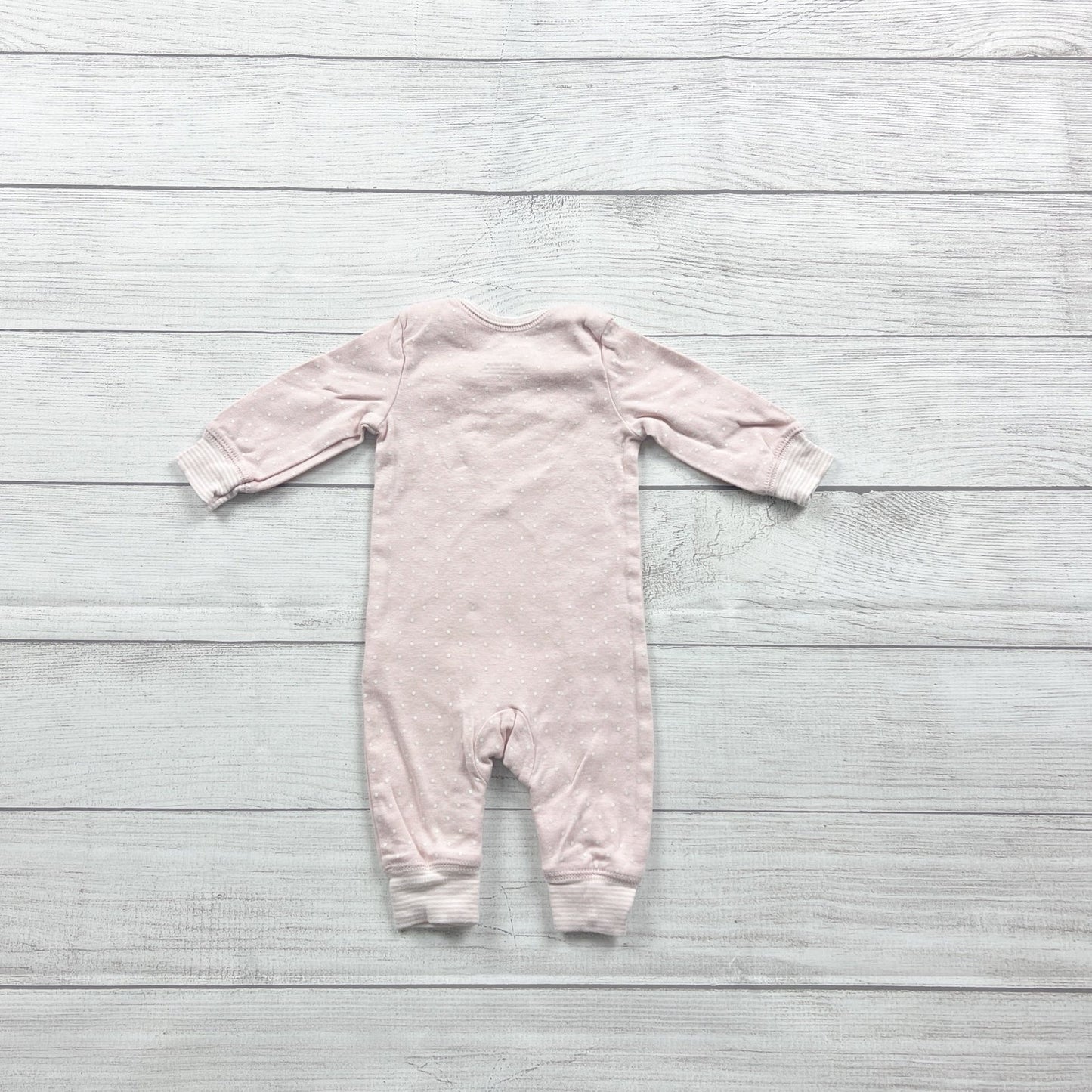 Carter’s Baby Girl Pink Polka Dot Romper One Piece Sunshine Graphic 0-3 Months