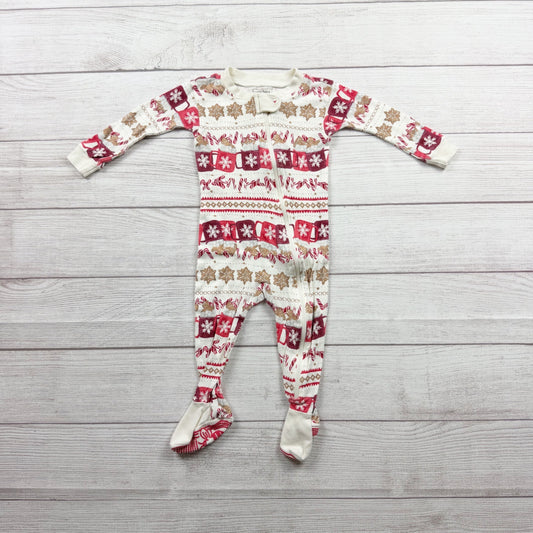 Burt’s Bees Baby Holiday Organic Cotton Zip Footed Sleeper Pajamas 6-9 Months