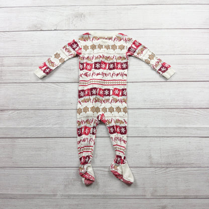 Burt’s Bees Baby Holiday Organic Cotton Zip Footed Sleeper Pajamas 6-9 Months