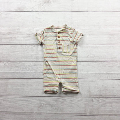 Me & Henry Baby Striped Henley Romper Cotton Blend Pastel 3-6 Months