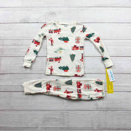 Carter’s Toddler Holiday Pajama Set Christmas Train Print NWT 2T