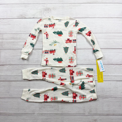 Carter’s Toddler Holiday Pajama Set Christmas Train Print NWT 2T
