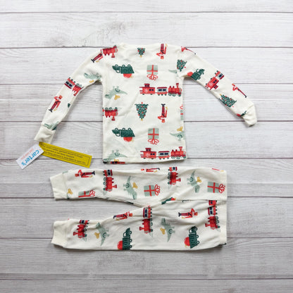 Carter’s Toddler Holiday Pajama Set Christmas Train Print NWT 2T