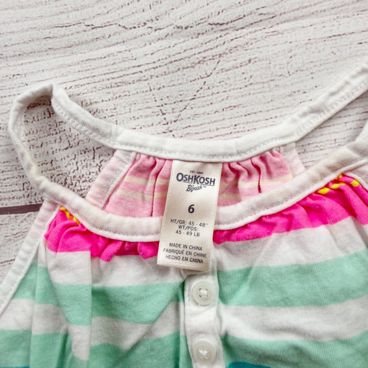 OshKosh Bgosh Girls Halter Sundress Striped Multi Color Summer Tunic 6